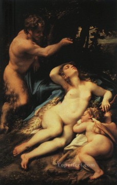 ヴィーナスとキューピッドとサテュロス ルネッサンスのマニエリスム アントニオ・ダ・コレッジョ Oil Paintings